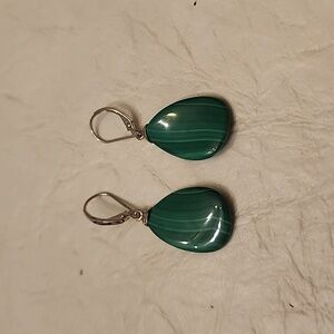 Green polished stone earrings